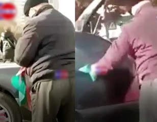 Azərbaycan bayrağı ilə maşınını silən sürücü üzr istədi-VİDEO