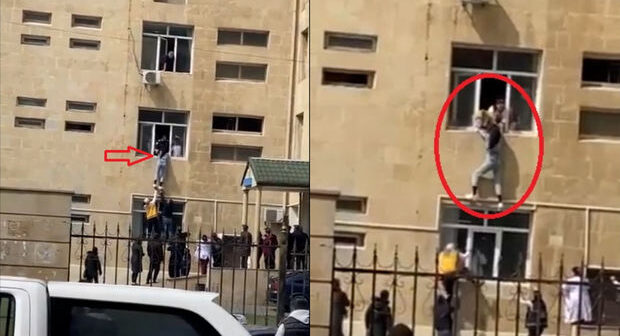 Bakıda qadın özünü xəstəxana binasından atmaq istədi – VİDEO