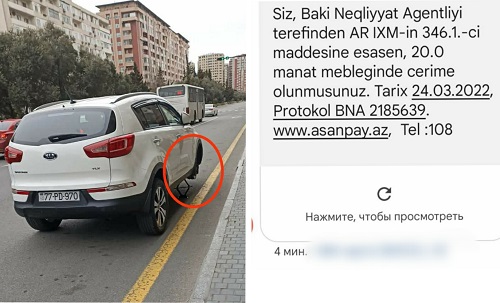 Bakıda maşının təkərini dəyişən sürücünü BNA cərimələdi – FOTO