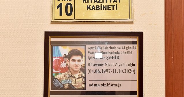 Şəhidlərin əziz xatirəsinə hərs olunmuş sinif otaqları yaradılır