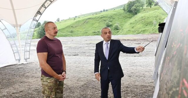 İlham Əliyev Laçında “Həkəriçay” su anbarı layihəsi ilə tanış olub