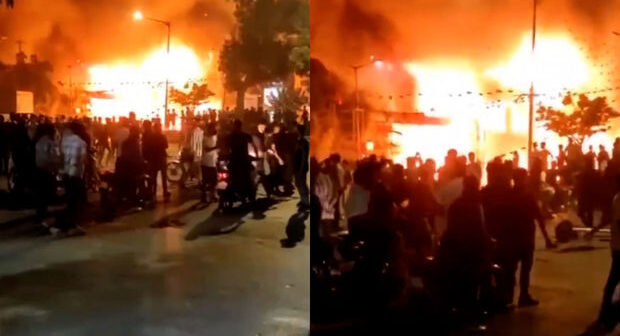 İranda etirazçılar polis idarəsini yandırıblar – VİDEO