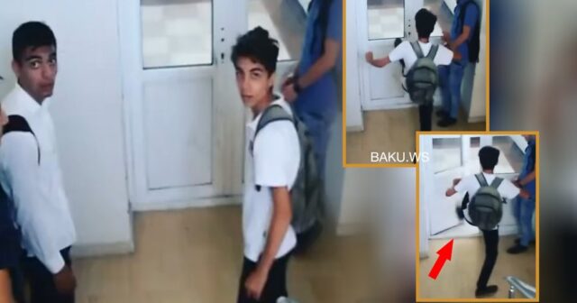 Daha bir məktəbdə xoşagəlməz OLAY – Şagird qapını təpiklə açaraq… – VİDEO