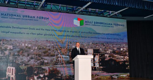 “İşğaldan azad edilmiş torpaqlardakı 67 məsciddən 65-i tamamilə dağıdılıb” – İlham Əliyev