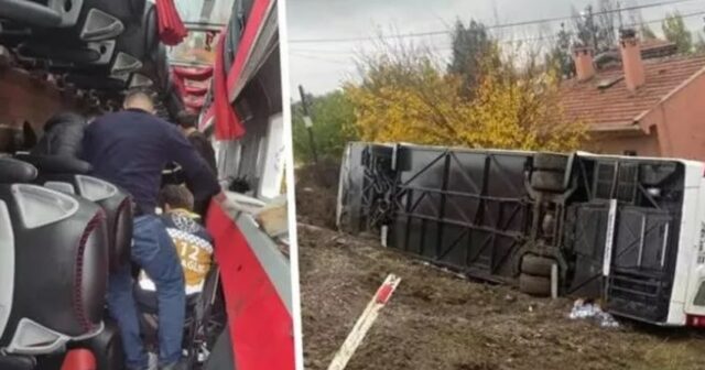 Türkiyədə avtobus aşıb, 20 nəfər yaralanıb