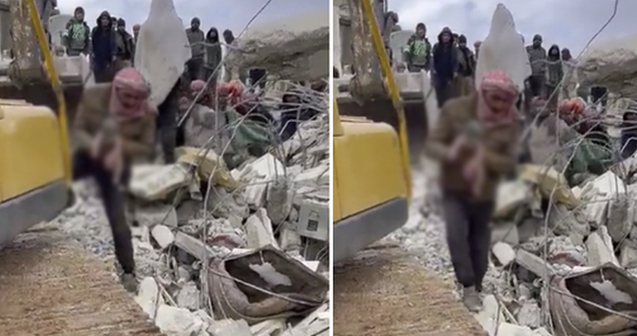Suriyada dağıntılar altında körpə dünyaya gəldi – Video