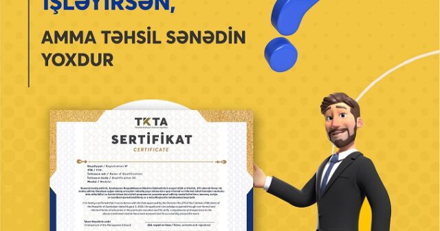 TKTA “Əməliyyatçı-mühasib” peşə ixtisasının tanınması üzrə sənəd qəbulu elan edir