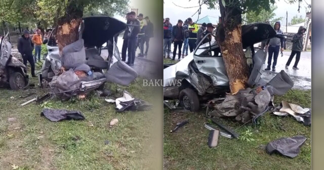 Azərbaycanda faciəvi qəza – Maşın 2 yerə bölündü – Ölənlər var