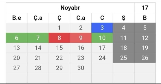 NOYABRDA 14 GÜN DƏRS OLMAYACAQ…
