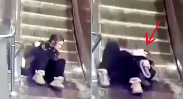 Eskalatorda oturmağa qadağa səbəbinin əyani sübutu: Metroda qorxu dolu anlar – VİDEO