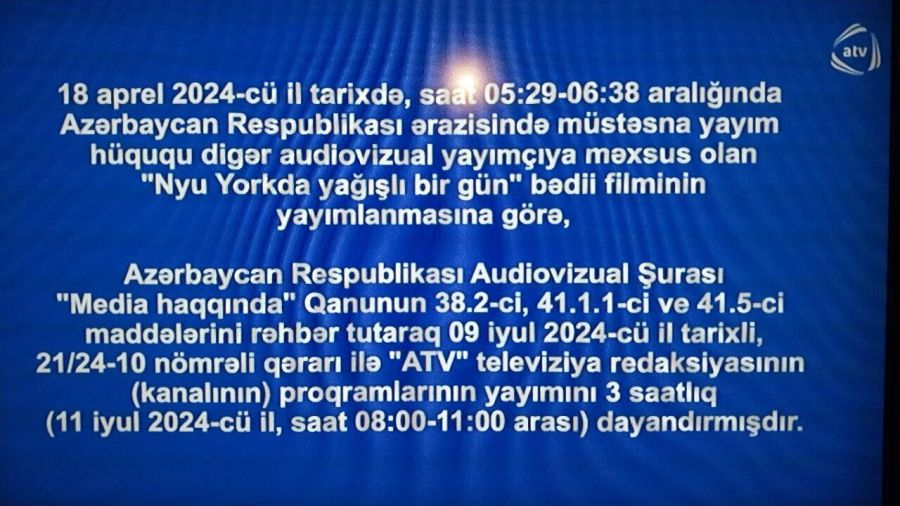 ATV-nin yayımı dayandırıldı