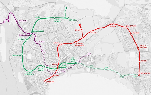 Bakıda yeni tikiləcək 10 metro stansiyası harada yerləşəcək? – Sxem