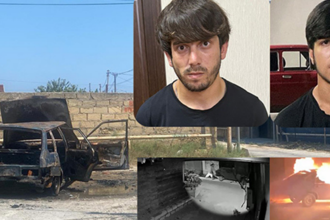 Bakıda maşını qəsdən yandıranlar saxlanıldı – Video