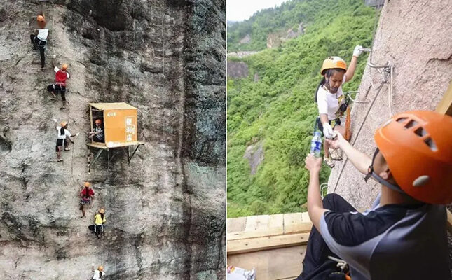 120 metrlik uçurumda dünyanın ən əlçatmaz marketi – FOTO, VİDEO