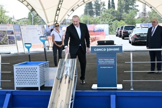 Gəncə şəhərində bazalt məhsullarının istehsalı müəssisəsinin təməli qoyulub – FOTOLAR