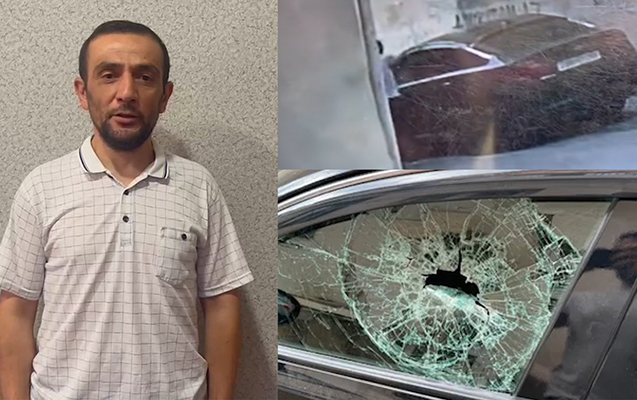 Bakıda maşının şüşəsini qəsdən sındıran şəxs saxlanıldı – Video