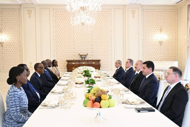 Prezidentlərin nahar əsnasında geniş tərkibdə görüşü oldu – Foto