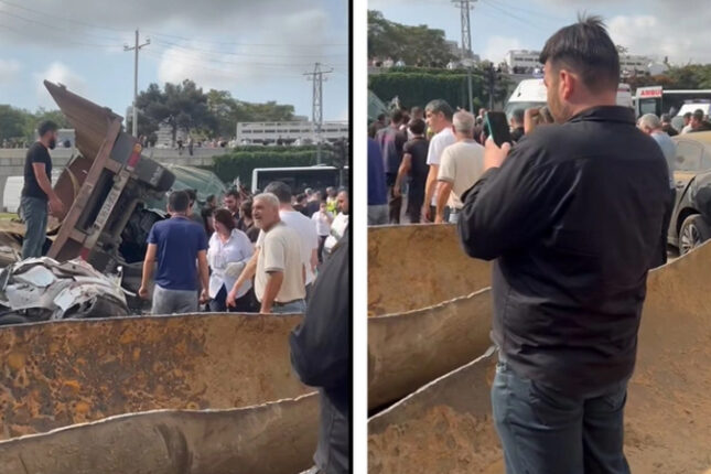 Bakıda yük maşını körpüdən aşaraq avtomobillərin üzərinə düşdü -VİDEO