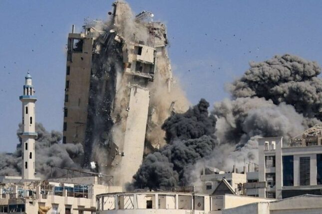 Qəzzanın ən hündür binası belə dağıdıldı – VİDEO