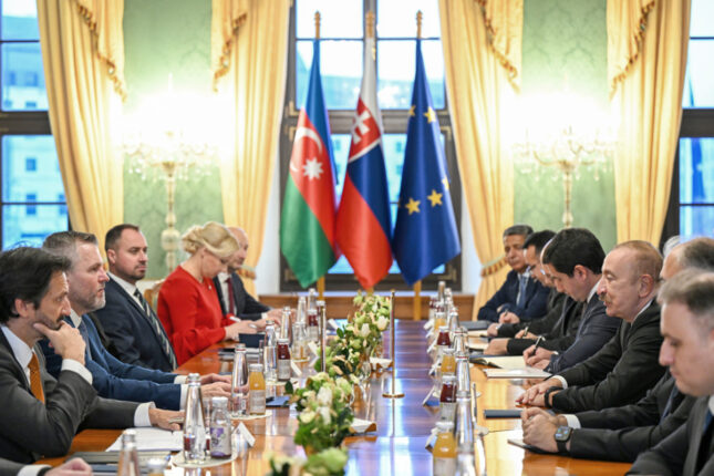 İlham Əliyevlə Peter Pelleqrini arasında geniş tərkibdə görüş oldu – Fotolar