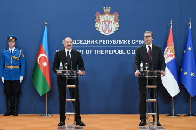 İlham Əliyev və Vuçiç mətbuata bəyanatla çıxış etdilər – Fotolar, Video