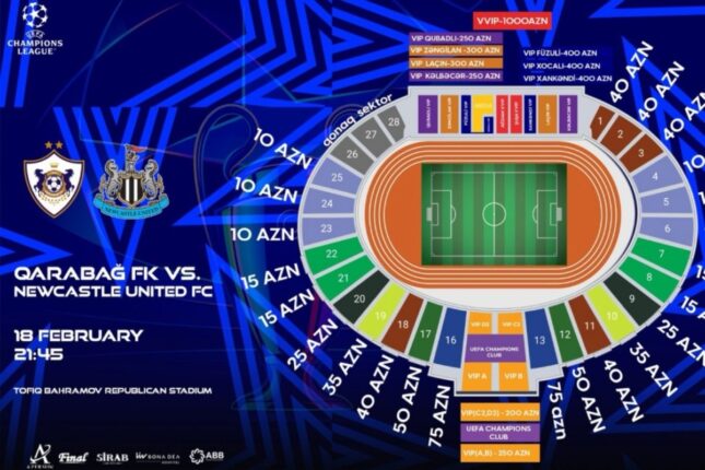 “Qarabağ”-“Nyukasl” oyununun biletləri satışda