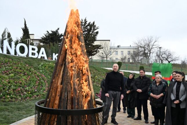 Prezident Xocavənddə Novruz tonqalını alovlandırdı – VİDEO