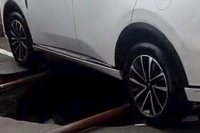 Sumqayıtda maşının altından yer qaçdı-VİDEO