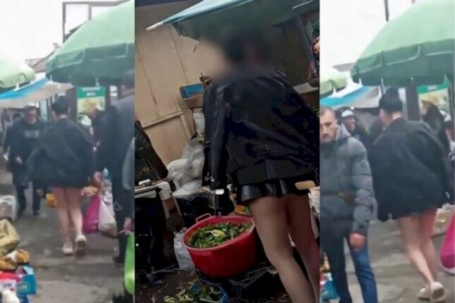 Quba bazarında bir qadına görə ara qarışdı, ağız davası başladı – VİDEO