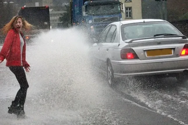 Yağışlı havada piyadalara su sıçradan sürücüləri hansı cəza gözləyir? (VİDEO)