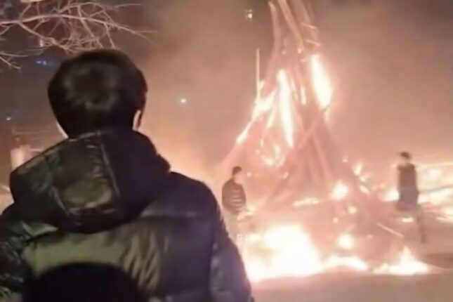 Sumqayıtdakı tonqal belə partladı – ANBAAN VİDEO