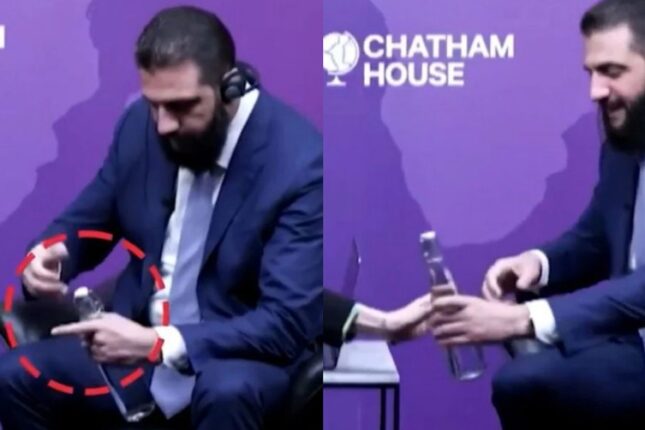 Əl-Şara su şüşəsinin qapağını aça bilmədi, gündəm oldu – VİDEO