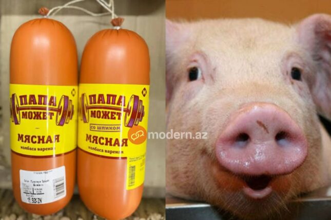 Azərbaycanda satılan “Halal” markalı donuz kolbasası