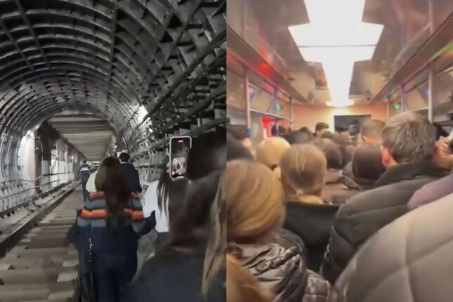 Sərnişinlər metro tunelindən belə təxliyə olundu – VİDEO