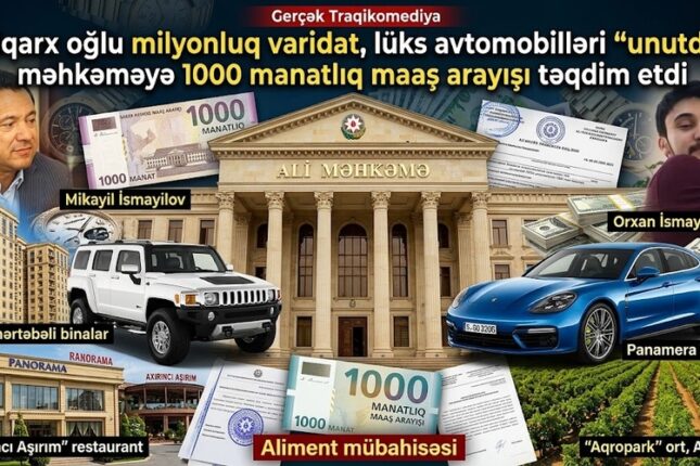 Oliqarx oğlu milyonları “unutdu”: məhkəməyə 1000 manatlıq maaş arayışı verdi