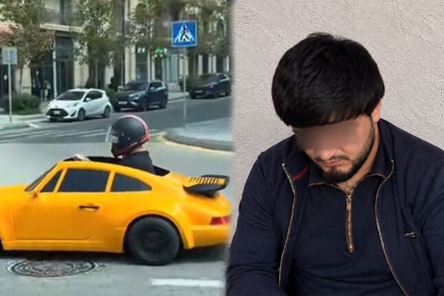 Oyuncaq maşınla yolda şütüdü, məsuliyyətə cəlb olundu – Video