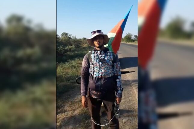 Şəhidlərin xatirəsi üçün bütün Azərbaycanı piyada gəzir – Video