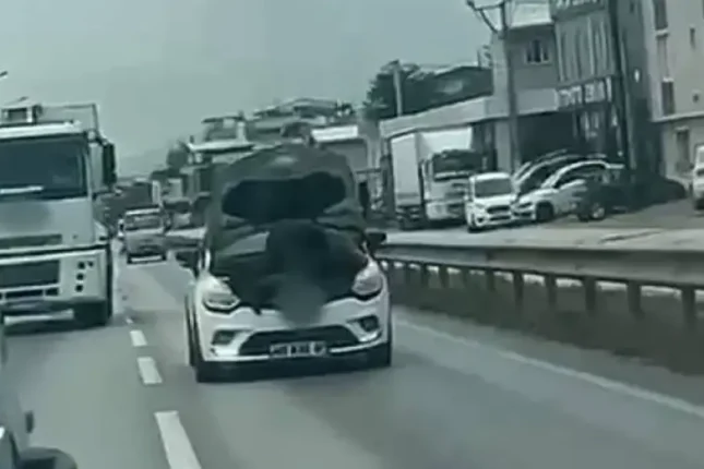 Hərəkətdə olan avtomobilin kapotunu açıb təmir etdi – Video Hərəkətdə olan avtomobilin kapotunu açıb təmir etdi – Video