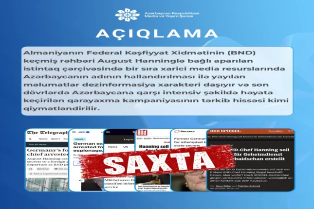 “August Hanninglə bağlı Azərbaycanın adının hallandırılması dezinformasiyadır” “August Hanninglə bağlı Azərbaycanın adının hallandırılması dezinformasiyadır”